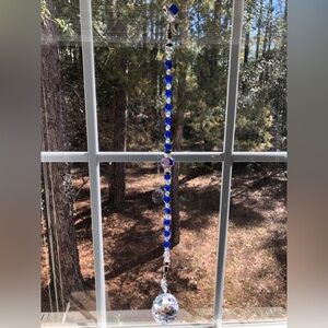 Blue Crystal Sun Catcher with Turtle Charm